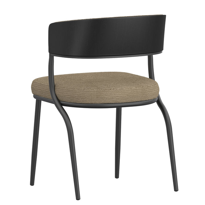 Florenza Modern Dining/Lounge Chair, Dark Beige Fabric with Black Finish (Set of 2)