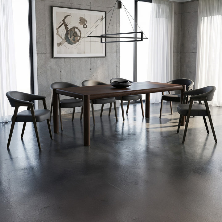 Falvion 7-Piece Mid-Century Modern Dining Set – Solid Mango Wood Table with Upholstered Chairs