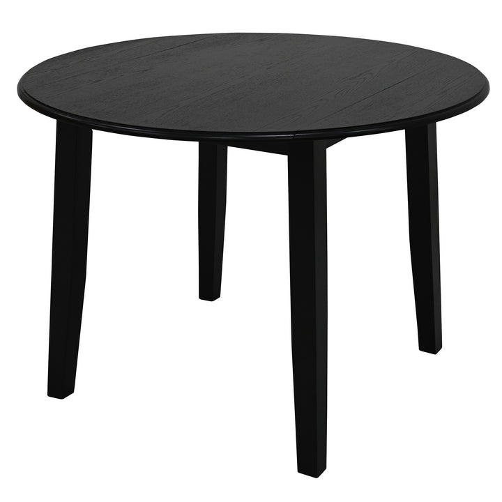 Avenshire Compact 3-Piece Dining Set – Space-Saving Round Drop-Leaf Table with 2 Matching Chairs (Black Finish)