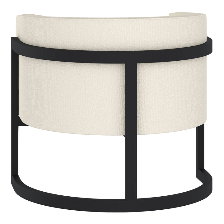 Elixaro Contemporary Bucket Chair – Textured Bouclé Upholstered Chair with Matte Black Metal Frame
