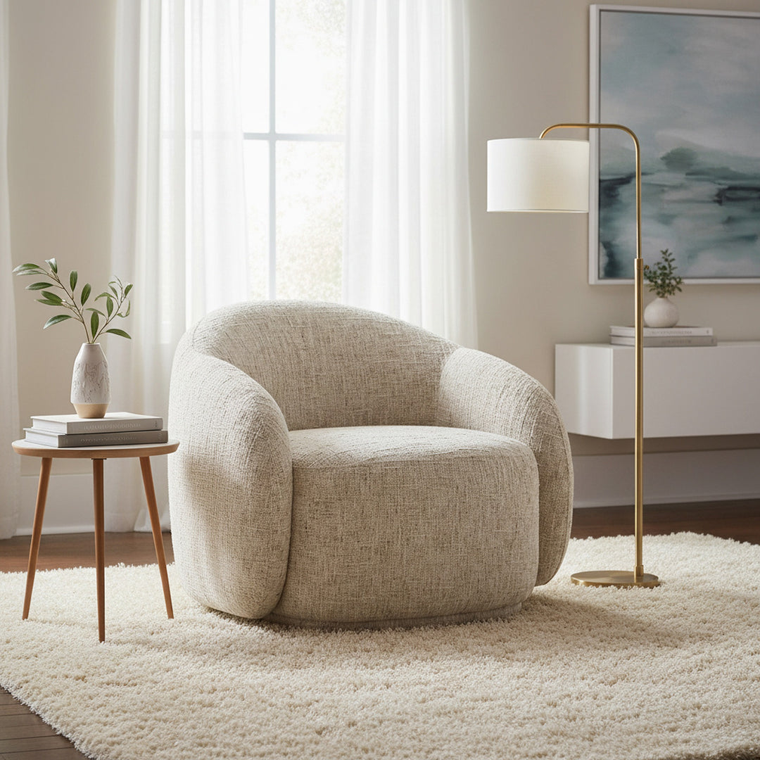 Fairmont Modern Bucket-Style Lounge Chair – Plush Cloud-Inspired Accent Chair with Textured Fabric Upholstery and Foam Cushion Comfort