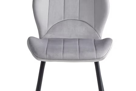 Novexa 7-Piece Dinette Set – Sintered Stone White Marble Table with Black Steel Legs & Light Grey Velvet Chairs