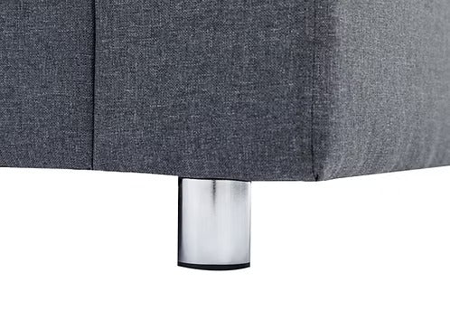 Korvello Reversible Sofa Sectional – Grey Fabric Sofa with Chrome Legs &amp; Accent Pillows