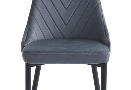 Veltrano 7-Piece Dinette Set – Sintered Stone White Marble Table with Black Steel Legs & Dark Grey Velvet Chairs