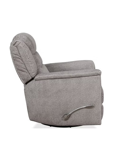 Yarvello Recliner Chair in Soft Grey Fabric with Swivel Glider Mechanism, Side-Mounted Steel Handle &amp; Zero Wallhugger Design