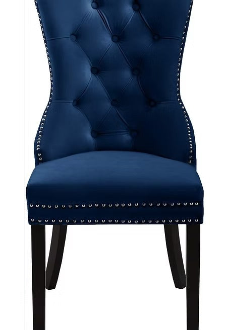 Marvexo 2-Piece Dining Chairs – Navy Blue Velvet Upholstered Chairs with Elegant Nail Head Details for Luxury Dining & Modern Interiors