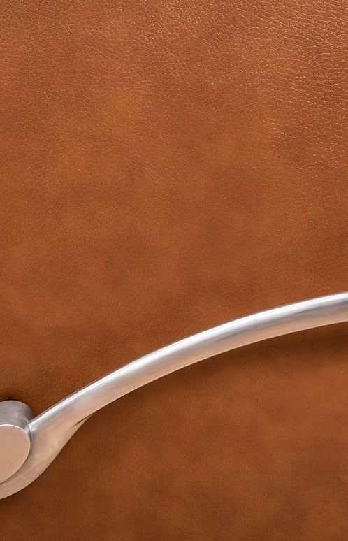 Wervano Recliner Chair with Side-Mounted Steel Pull Handle, Swivel &amp; Glider Mechanism, Zero Wallhugger Design in Soft Brown Leather Match