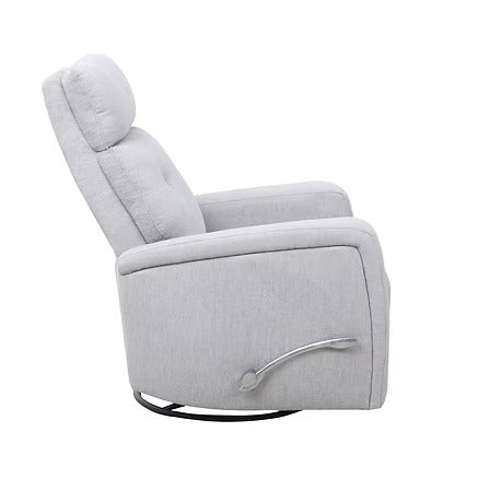 Uveron Recliner Chair with Side-Mounted Steel Pull Handle, Glider Rocking Mechanism & Soft Light Grey Fabric