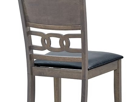 Luresta 5-Piece Dining Set – Antique Grey Modern Finish Round Table with PU Chairs