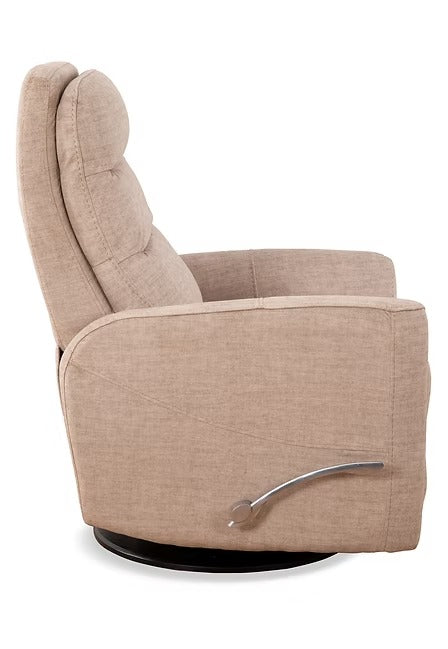 Torvella Recliner Chair with Side-Mounted Steel Pull Handle, Glider Rocking Mechanism & Zero Wallhugger Design in Soft Pearl Fabric
