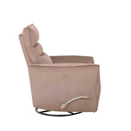 Valmire Recliner Chair with Side-Mounted Steel Pull Handle, Glider Rocking Mechanism & Soft Warm Light Taupe Fabric