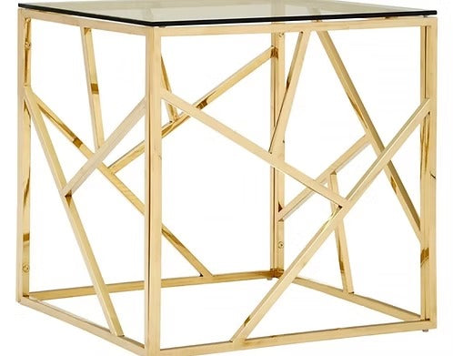 Torvexo 3 Piece Coffee Table Set – Modern Clear Tempered Glass Coffee Table with Gold Frame