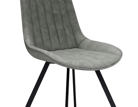 Zorvella 7-Piece Dinette Set – Sintered Stone Chanel Marble Extension Table with X-Shape Black Steel Base & Soft Grey PU Chairs