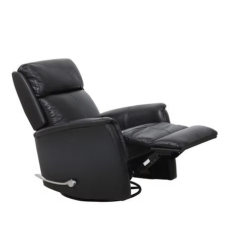 Zyrello Recliner Chair in Soft Blackberry Leather Match with Side-Mounted Steel Pull Handle &amp; Glider Rocking Mechanism
