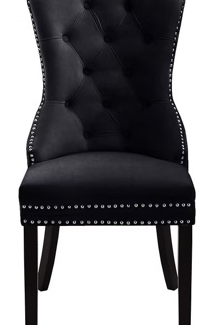 Marvexo 2-Piece Dining Chairs – Black Velvet Upholstered Chairs with Elegant Nail Head Details for Luxury Dining & Modern Interiors