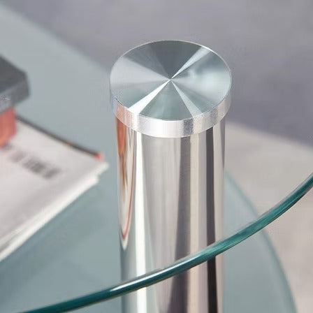 Havique Coffee Table – Modern Clear Tempered Glass Coffee Table with Chrome Legs
