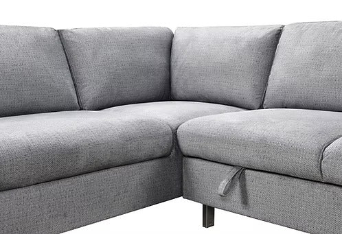 Velquora LHF Sofa Bed Sectional with Lift-Up Storage, Chaise &amp; Soft Grey Fabric