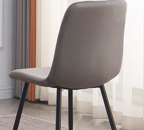 Avionza 7-Piece Dinette Set – Sintered Stone White Marble Table with Black Steel Legs & Grey Velvet Chairs