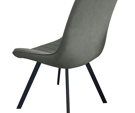Norvian 7-Piece Dinette Set – Sintered Stone Armani Grey Marble Table with Carbon Black Steel Base & Soft Grey PU Chairs