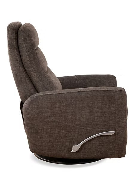 Solviera Recliner Chair with Side-Mounted Steel Pull Handle, Glider Rocking Mechanism &amp; Zero Wallhugger Design in Soft Grenada Fabric