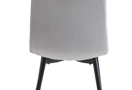Liorvex 7-Piece Dinette Set – Sintered Stone Marble Extension Table with Black Steel Legs & Light Grey Velvet Chairs
