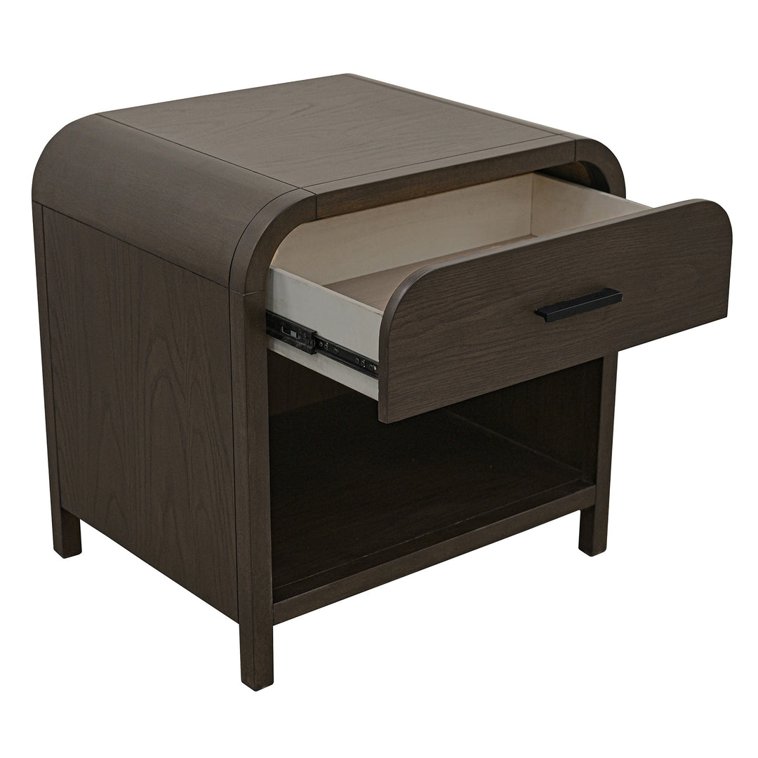Caldor Accent Table – Mid-Century Modern Nightstand with Charging Station