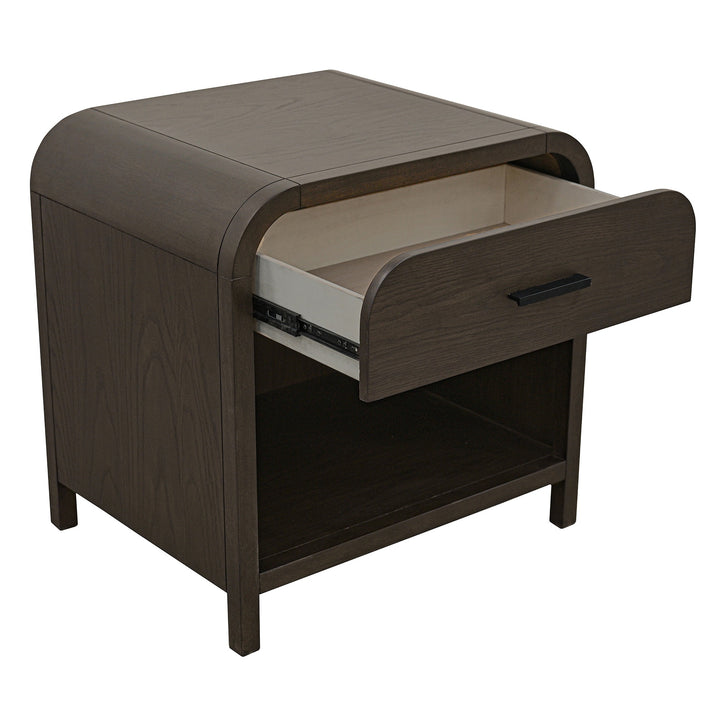 Caldor Accent Table – Mid-Century Modern Nightstand with Charging Station
