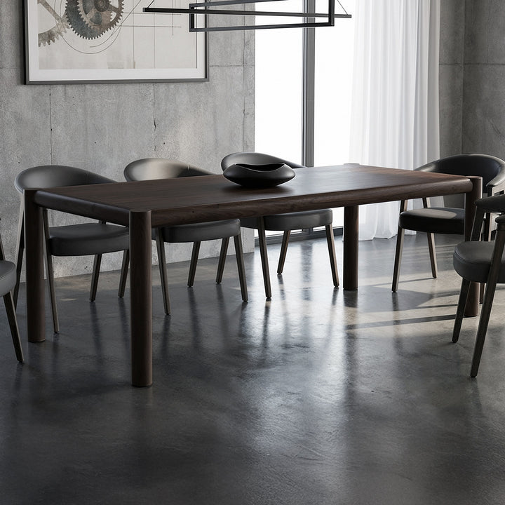 Corvane Mid-Century Modern Solid Wood Rectangular Dining Table – Mocha Finish with Sturdy Post Leg Design