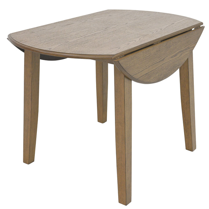Orlena Round Drop-Leaf Dining Table – Modern Walnut Wood Dining Table with Expandable Design for Compact Spaces