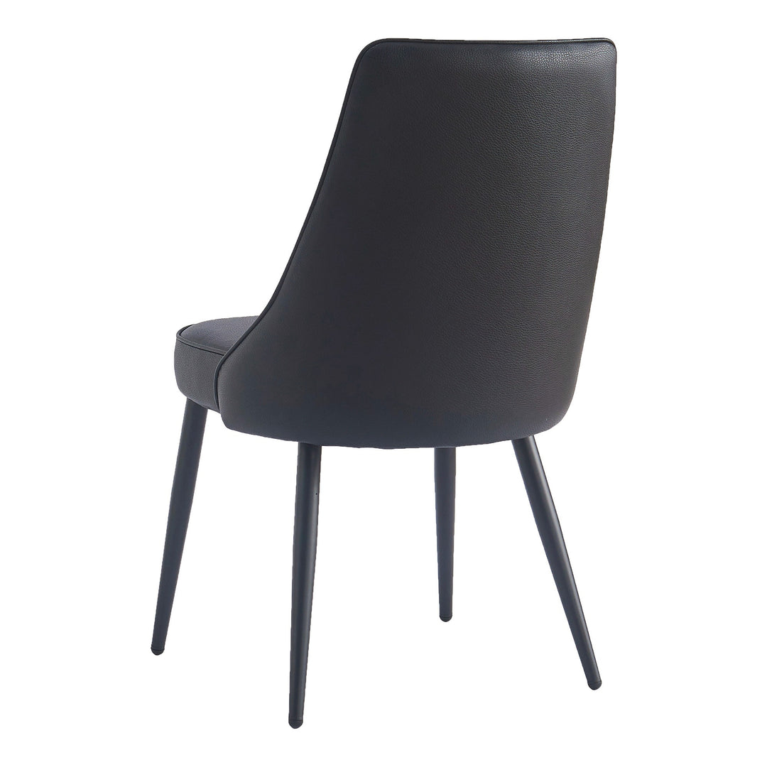 Astrel Modern Side Chair – Faux Leather Upholstered Chair with Piping Details and Black Metal Legs