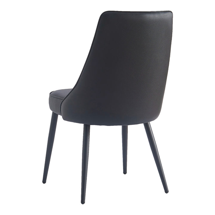 Astrel Modern Side Chair – Faux Leather Upholstered Chair with Piping Details and Black Metal Legs