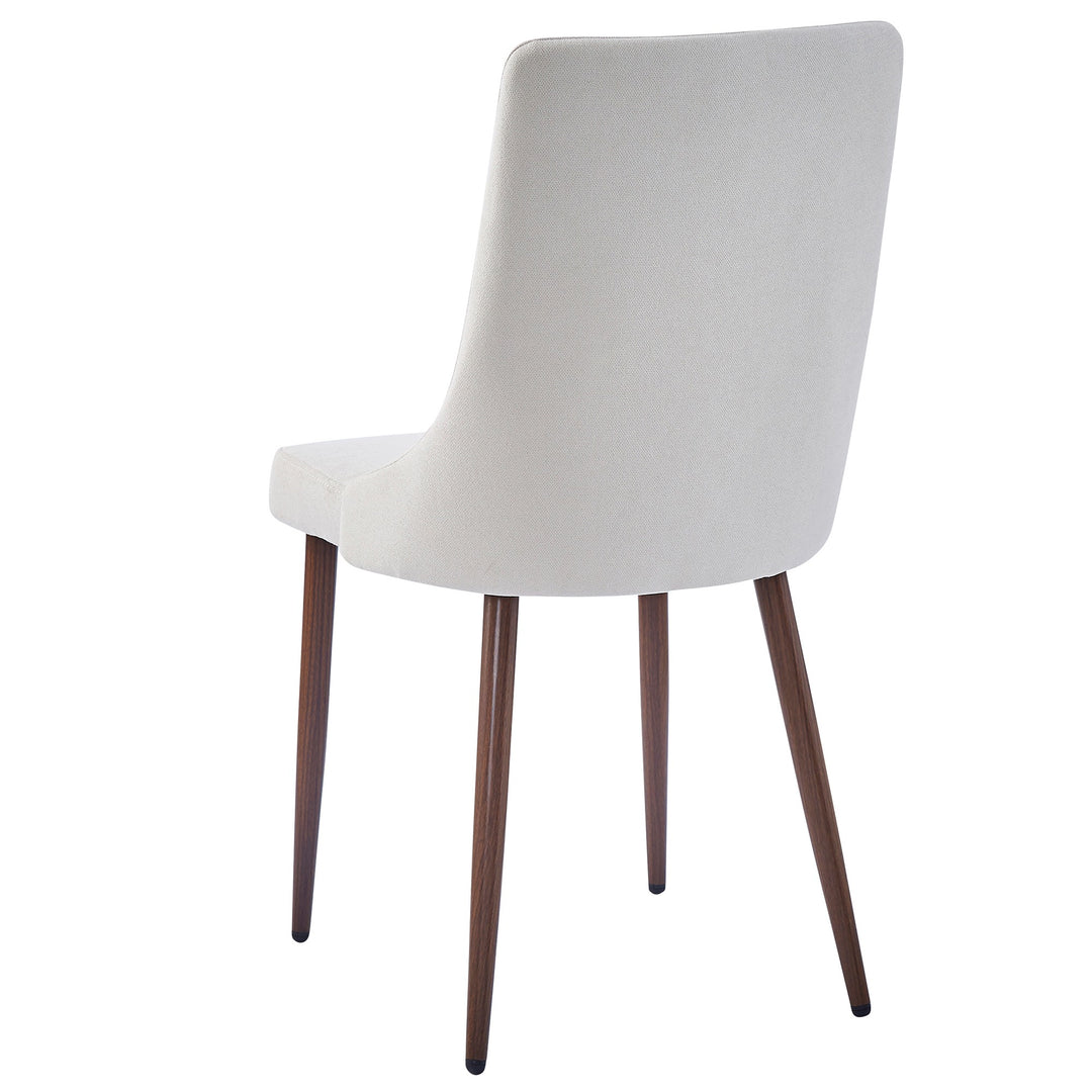 Delvaro Mid-Century Modern Chair – Set of 2 Curved Wood Frame Fabric Upholstered Chairs with Walnut Finish Metal Legs