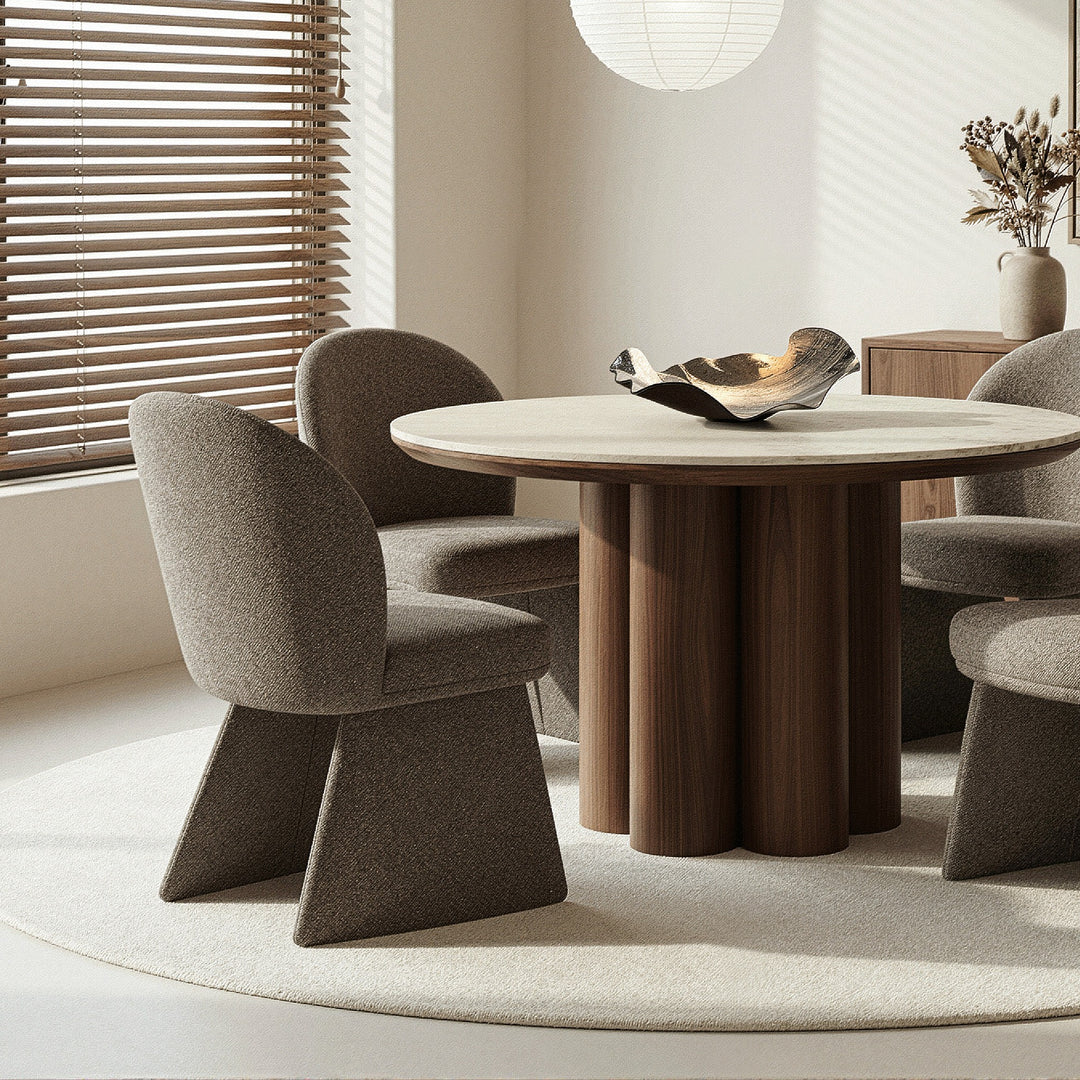 Montaro Modern Dining And Lounge Chair with Multi-Tone Boucle Fabric Upholstery, Curved Back & Splayed Legs