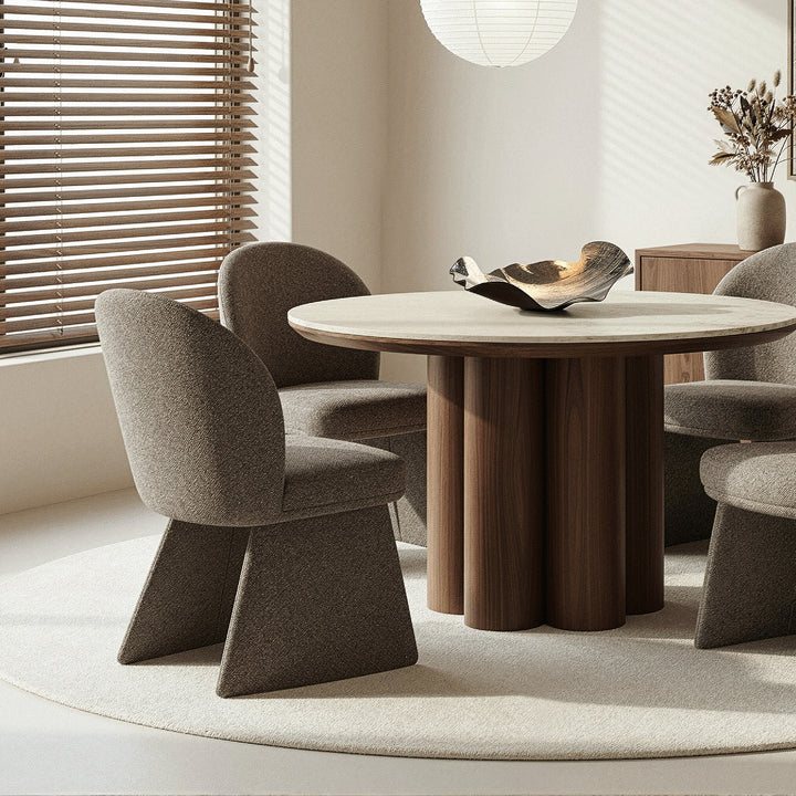 Montaro Modern Dining And Lounge Chair with Multi-Tone Boucle Fabric Upholstery, Curved Back & Splayed Legs