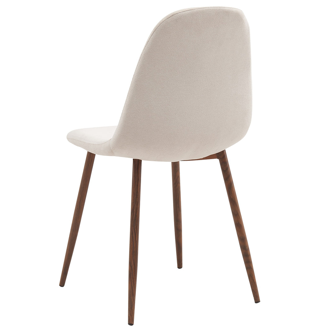 Eltravo Mid-Century Modern Chair – Set of 4 Curved Wood Frame Fabric Upholstered Chairs with Walnut Finish Metal Legs