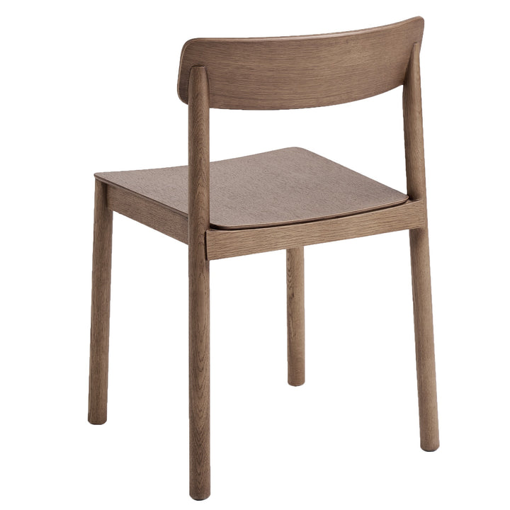 Loreto Mid-Century Modern Stackable Solid Oak Dining Chair, Walnut Finish (Set of 4)