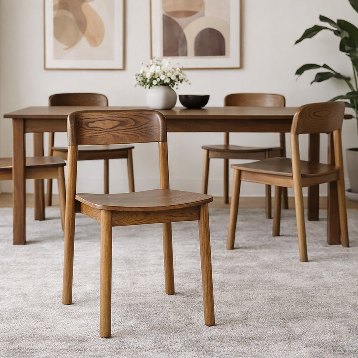 Bresca Mid-Century Modern Stackable Solid Wood Dining Chair, Walnut Finish (Set of 4)