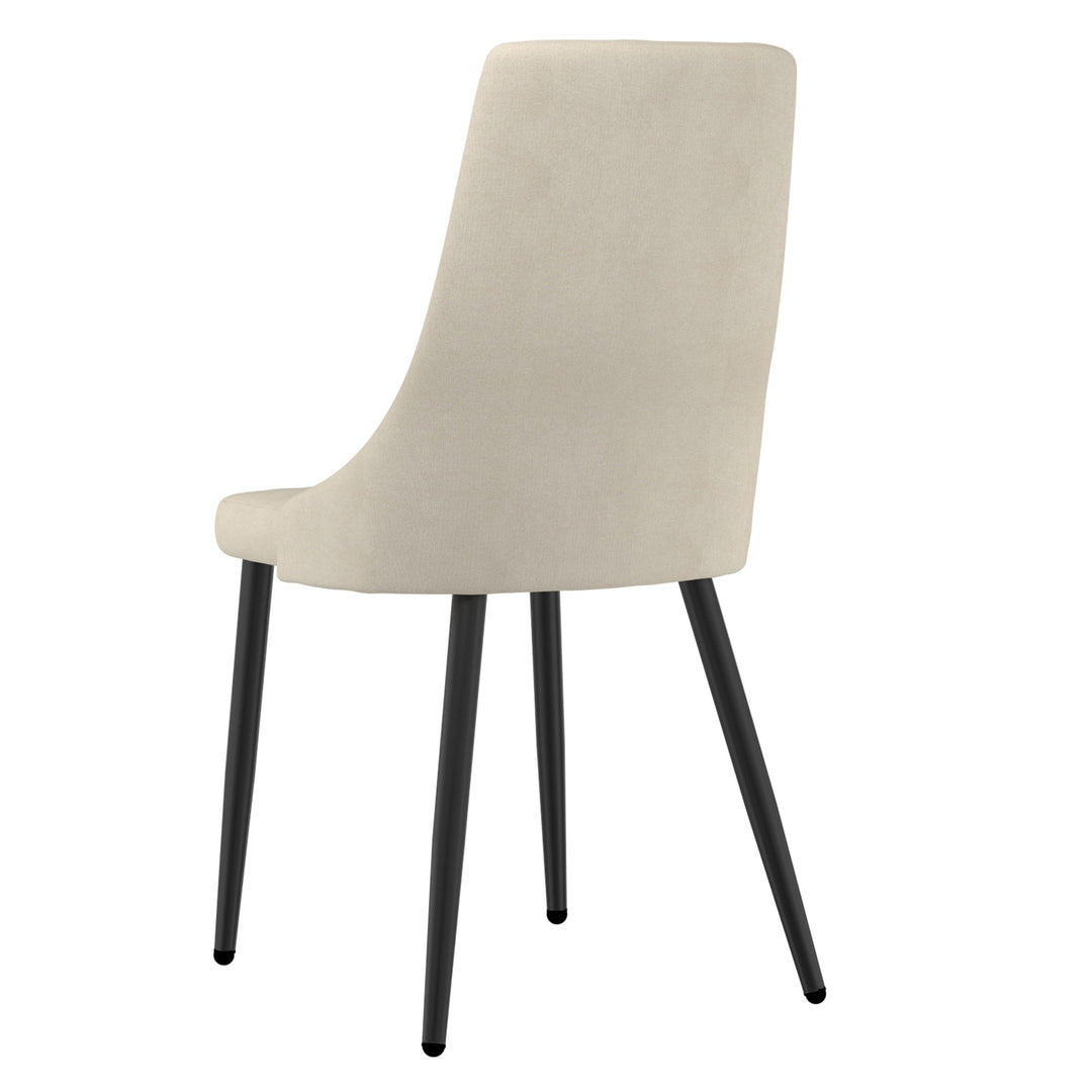 Novalith Mid-Century Modern Chair – Set of 2 Curved Wood Frame Fabric Upholstered Chairs with Matte Black Metal Legs