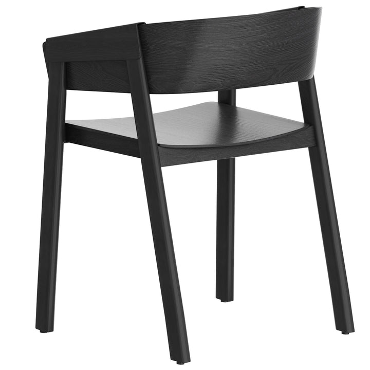 Renova Mid-Century Modern Solid Oak Dining And Lounge Chair, Black Finish (Set of 2)