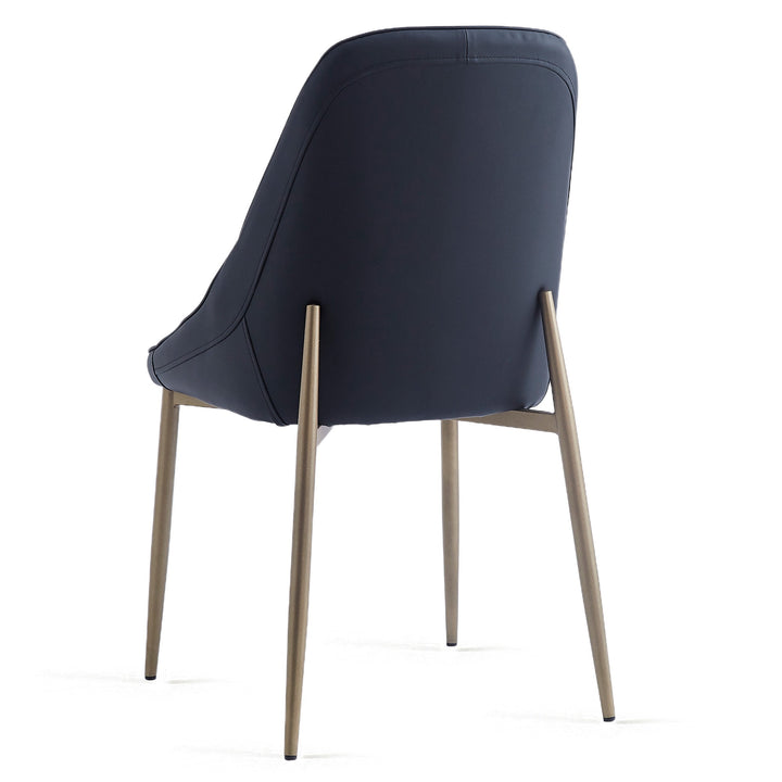 Torenza Mid-Century Modern Dining/Lounge Chair, Black Faux Leather Upholstery with Aged Gold Finish (Set of 2)