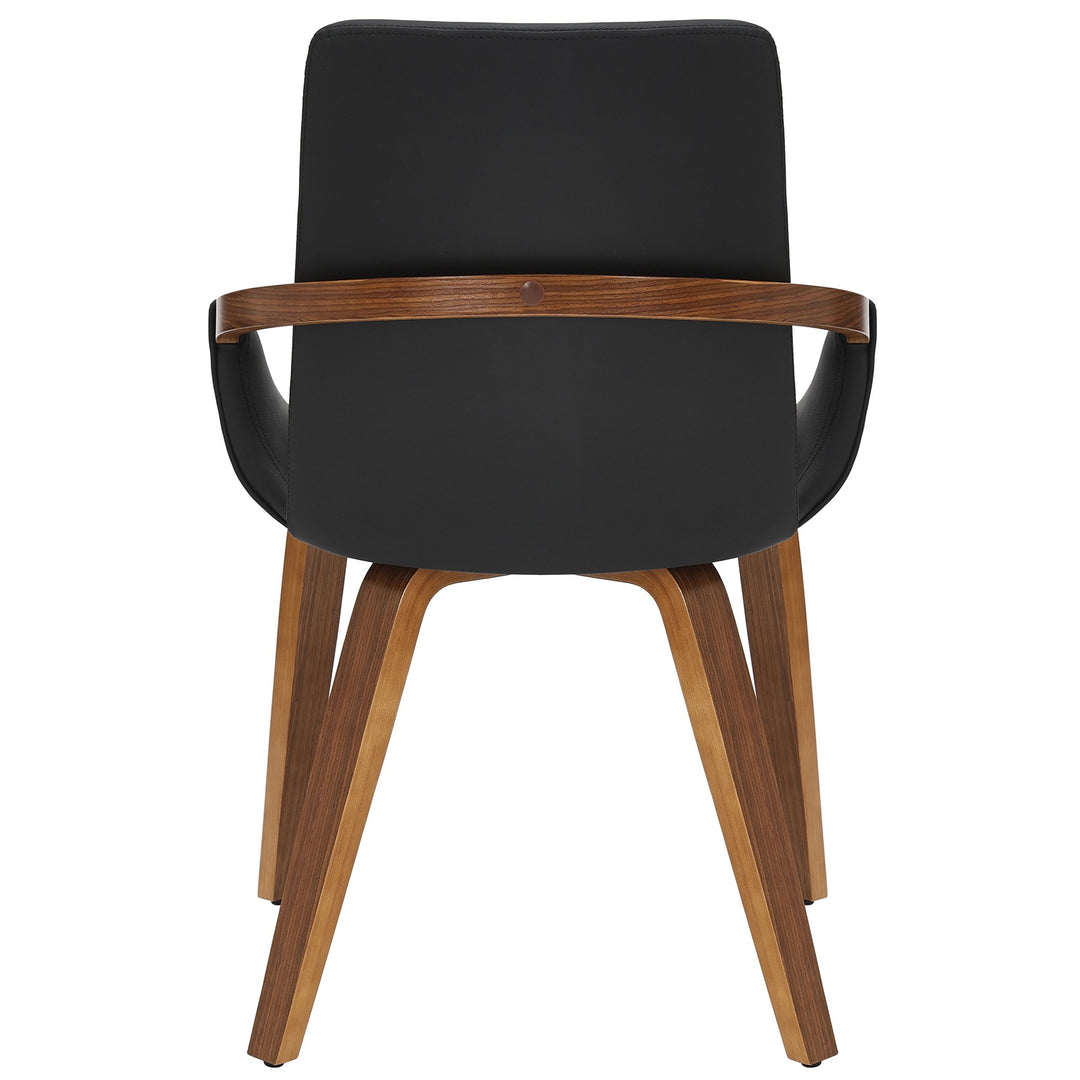 Altessa Mid-Century Modern Dining/Lounge Chair, Black Faux Leather Upholstery with Dark Walnut Finish (Set of 2)