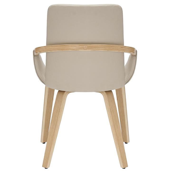 Altessa Mid-Century Modern Dining/Lounge Chair, Sand Faux Leather Upholstery with Natural Oak Finish (Set of 2)