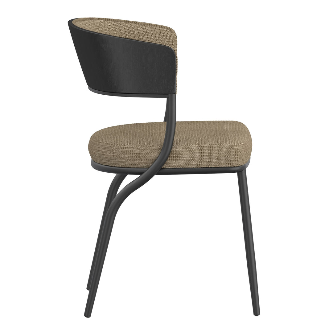 Florenza Modern Dining/Lounge Chair, Dark Beige Fabric with Black Finish (Set of 2)