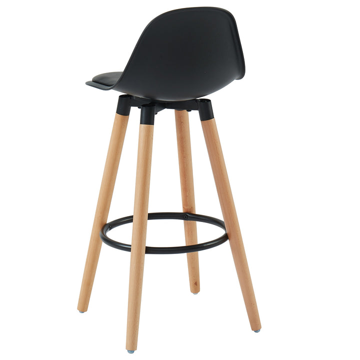 Lumetrix Counter Stool – Set of 2, 26" Curved ABS Seat Faux Leather Upholstered Stools with Beechwood Legs