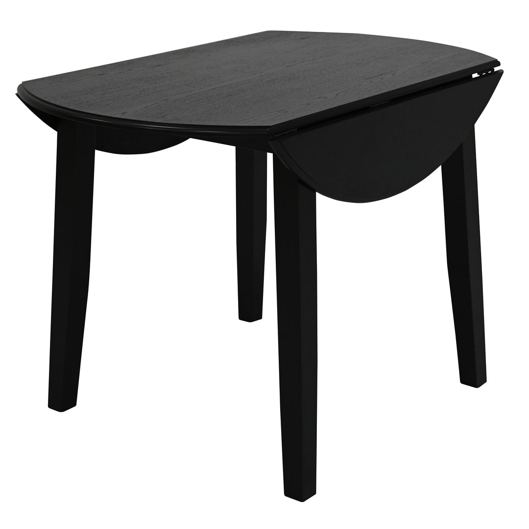 Avenshire Compact 3-Piece Dining Set – Space-Saving Round Drop-Leaf Table with 2 Matching Chairs (Black Finish)