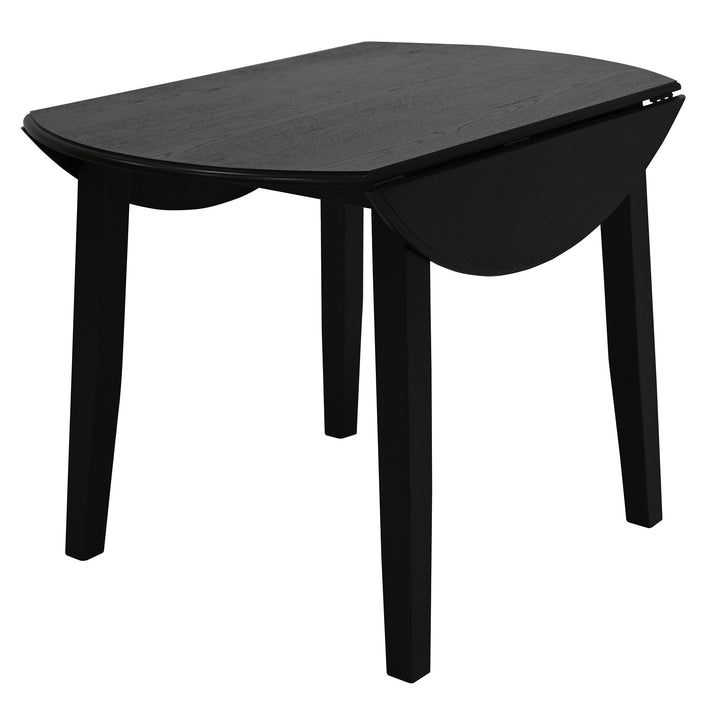 Avenshire Compact 3-Piece Dining Set – Space-Saving Round Drop-Leaf Table with 2 Matching Chairs (Black Finish)