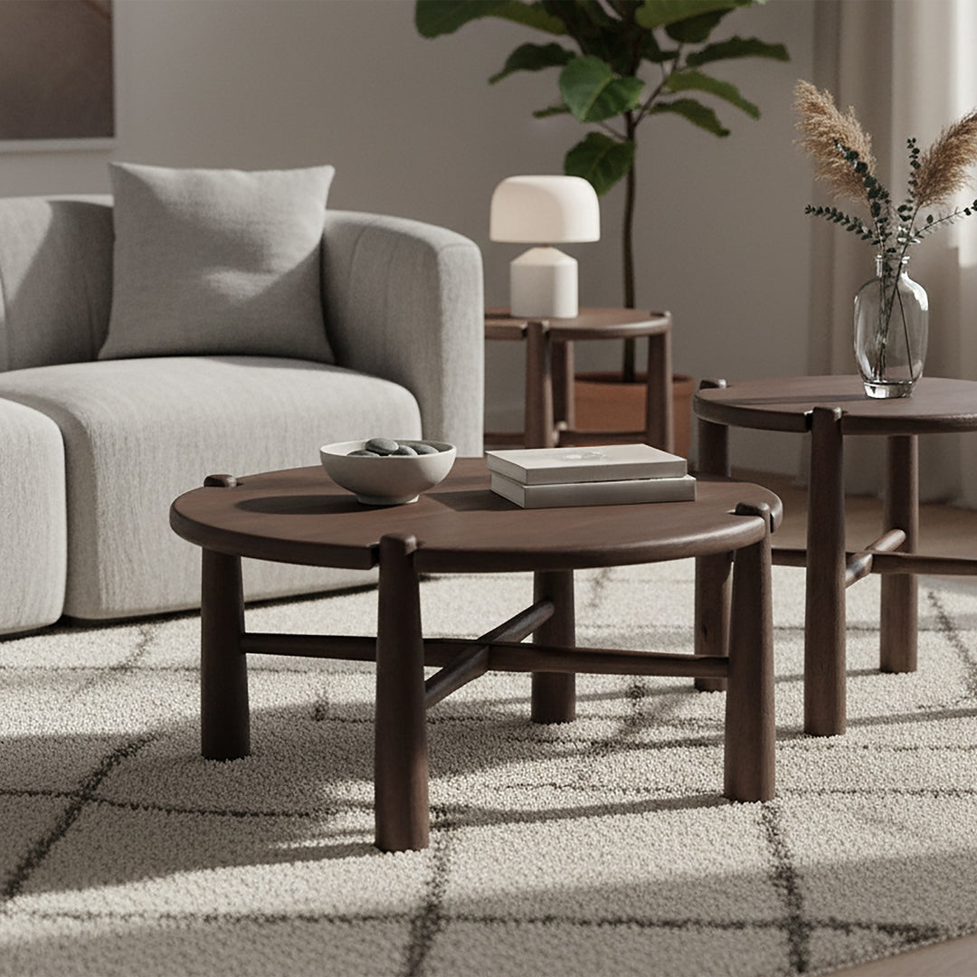 Morvello Mid-Century Modern Solid Mango Wood Coffee Table