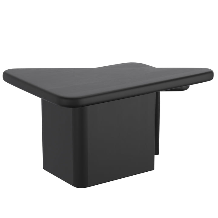 Calnex Mid-Century Modern Nesting Coffee Table Set – 2-Piece Solid Mango Wood Triangular Tables (Black Finish)