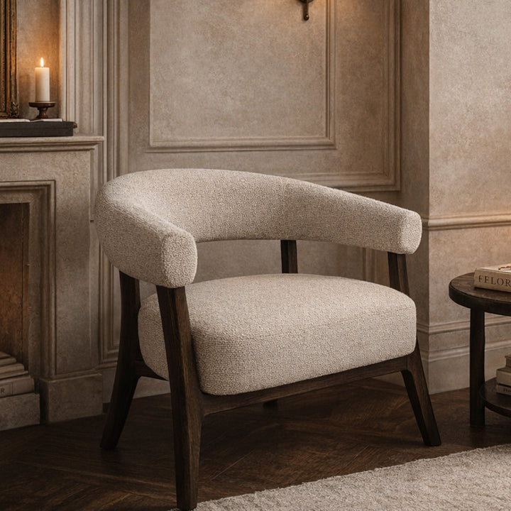 Umberridge Mid-Century Modern Accent Chair with Textured Two-Tone Upholstery And Walnut Finish Wood Frame