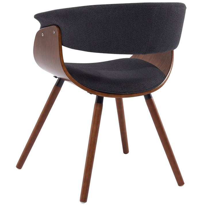 Vornyx Mid-Century Modern Accent/Dining Chair – Curved Bentwood Frame with Walnut Finish & Charcoal Fabric Upholstery